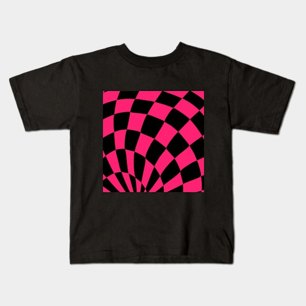 Pink and Black Checkers Kids T-Shirt by taoistviking